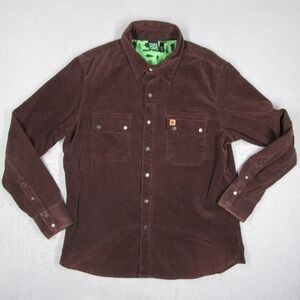 HippyTree Mens Brown Corduroy Snap Front Shirt Nomad Division Medium Stretch